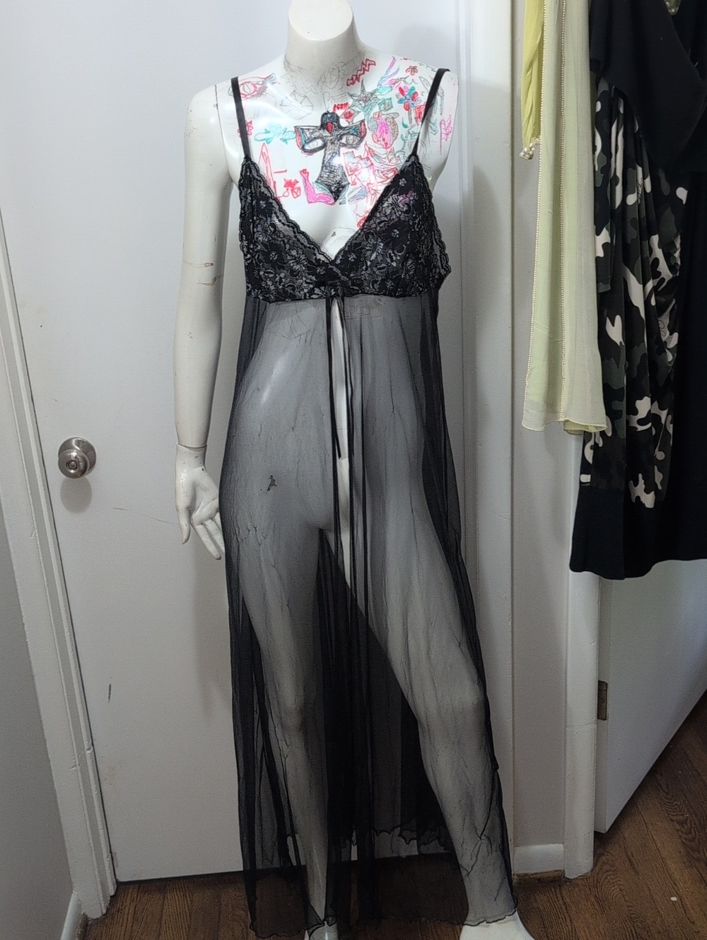 Petra Fashions( Baby maker2000) Sheer Black Lace Maxi Chemise